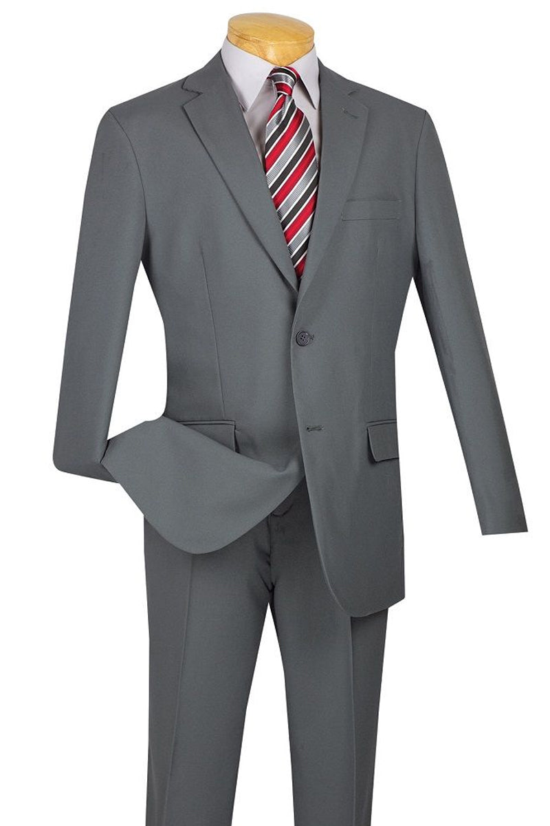 Apollo King Light Grey Poplin Suit - Modern Fit Two-Button