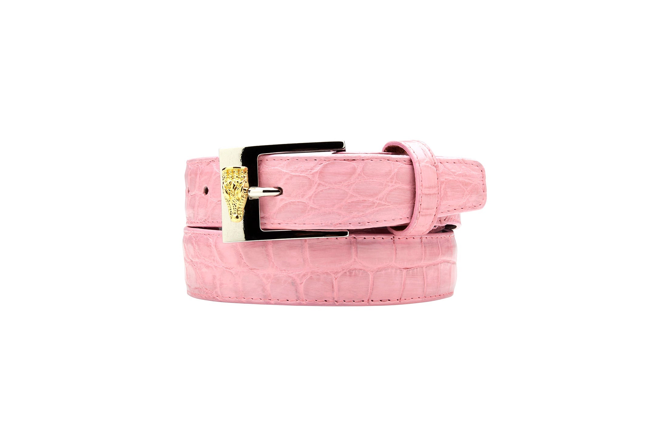 Belvedere Alligator Belt - Pink Luxury Leather Belt