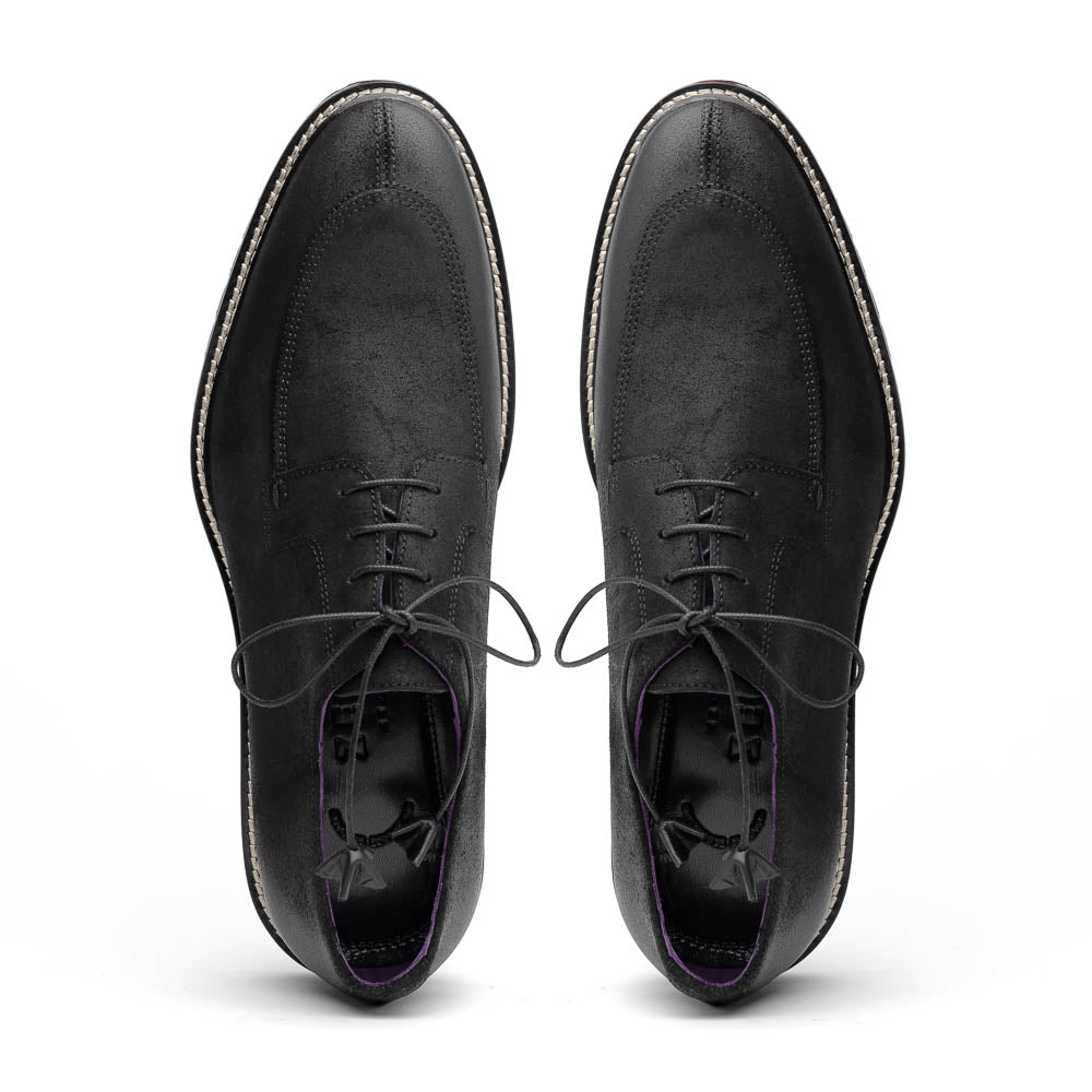 Zelli Campo Sueded Goatskin Lace-up Blucher Shoes in Black