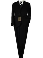 Sólido negro Euro Delgado Cortar Dos botón Traje - Trajes Para Hombre SKU*GU5896