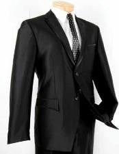 Mens Breasted solo 2 Botón Pleito Adecuado Delgado Negros - Trajes Para Hombre SKU*SM6891