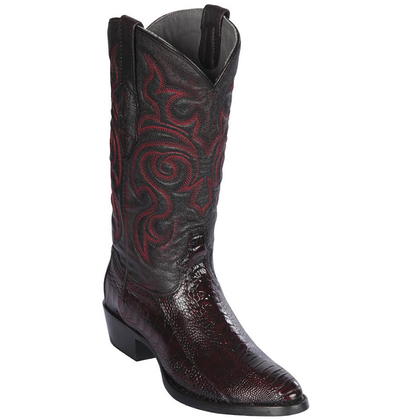 Black cherry ostrich leg boots
