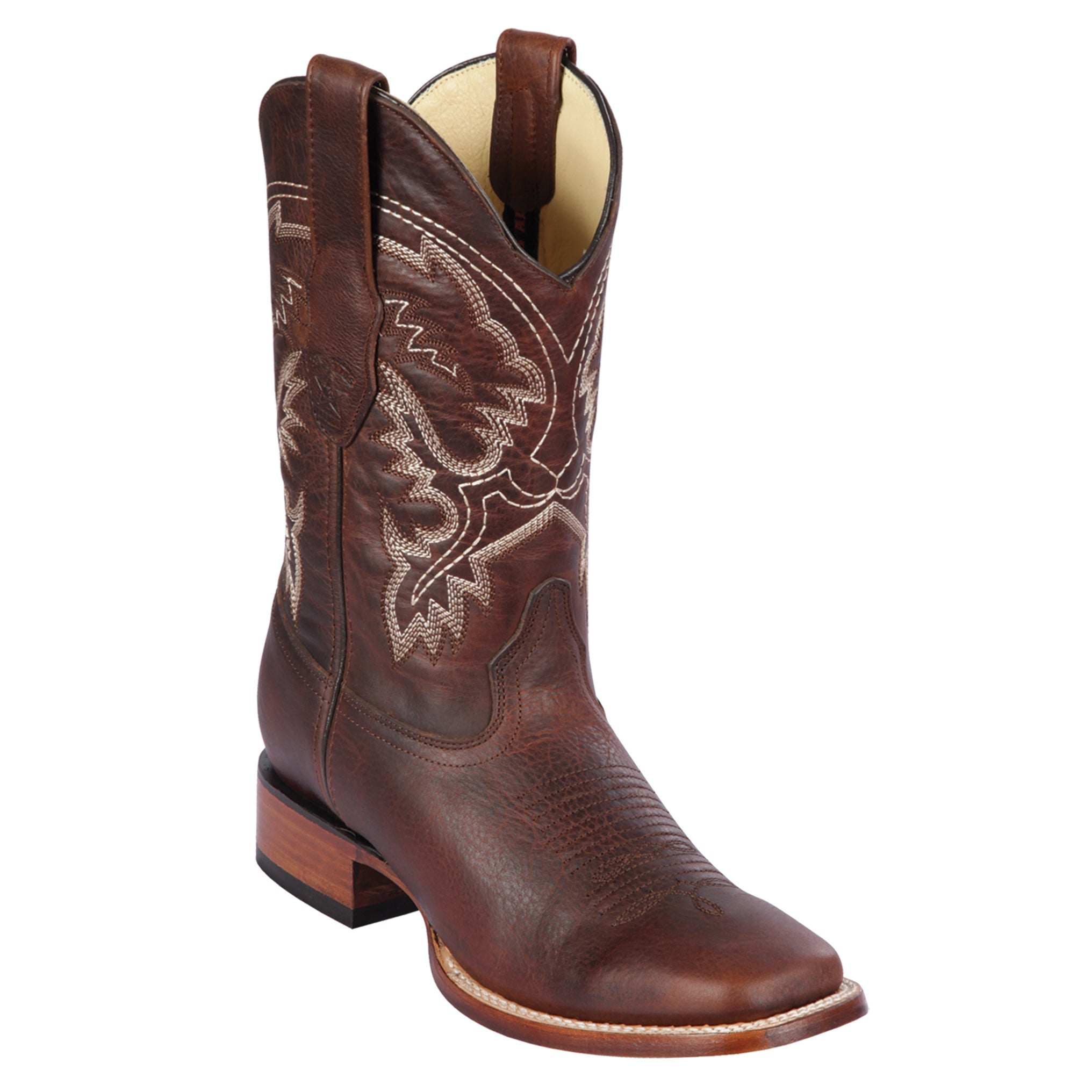 Brown square toe cowboy boots