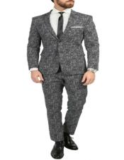 Traje de hombre Chicago Skinny Slim Fit negro / blanco de 2 piezas con manchas - Trajes Para Hombre SKU*JA3413