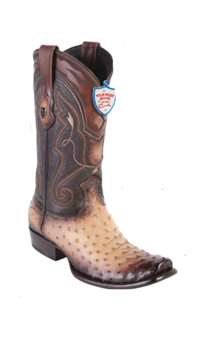 Wild West Botas de Avestruz Horma Dubai Toe Faded Burgundy main image 1