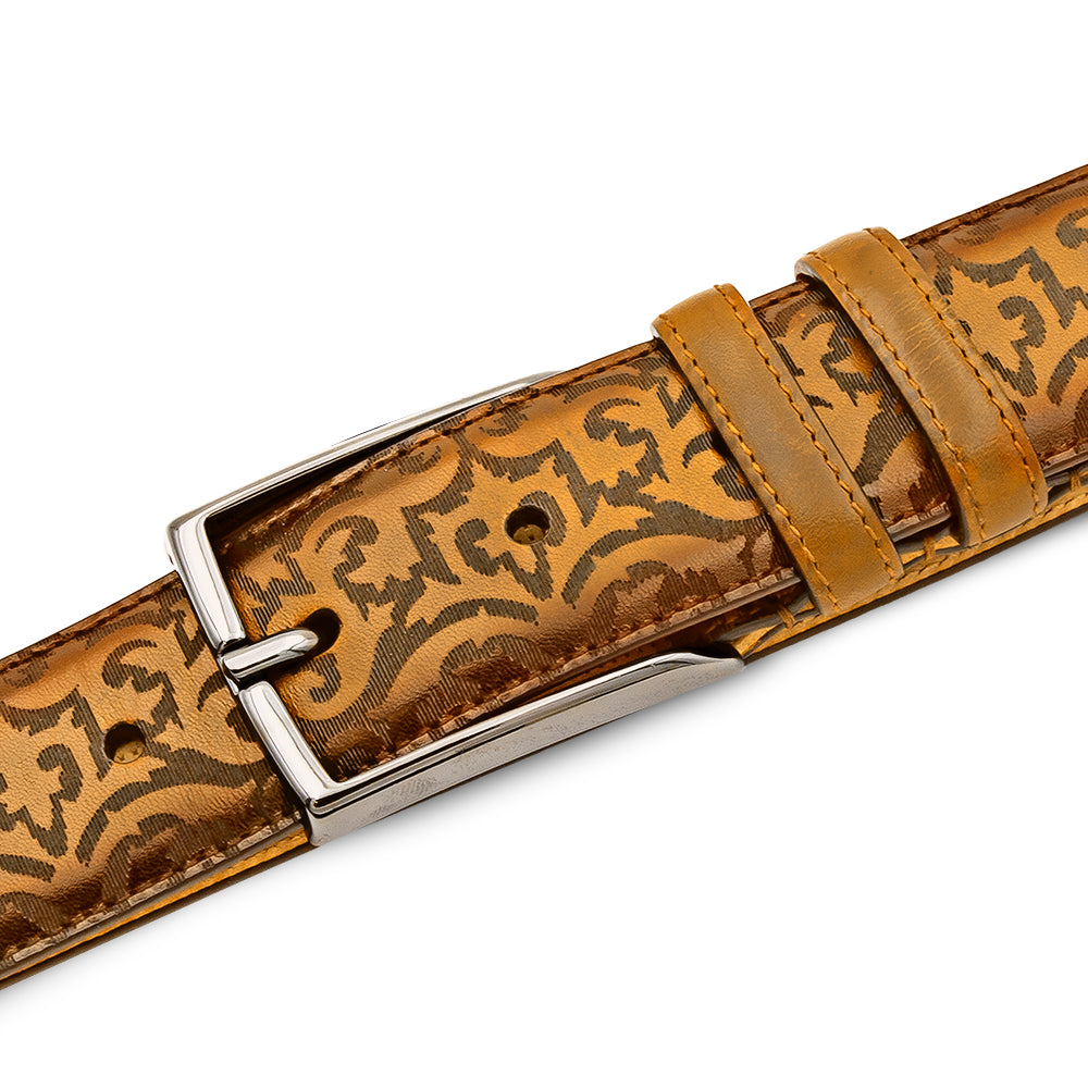 Mezlan Laser-Print Calfskin Belt - Luxury Italian Leather Belt