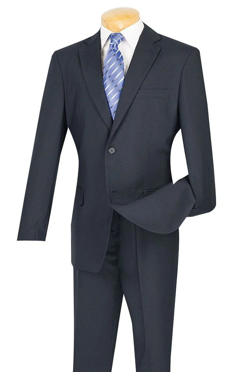 Apollo_King Navy Wool-Feel Suit: Modern Two-Button Fit