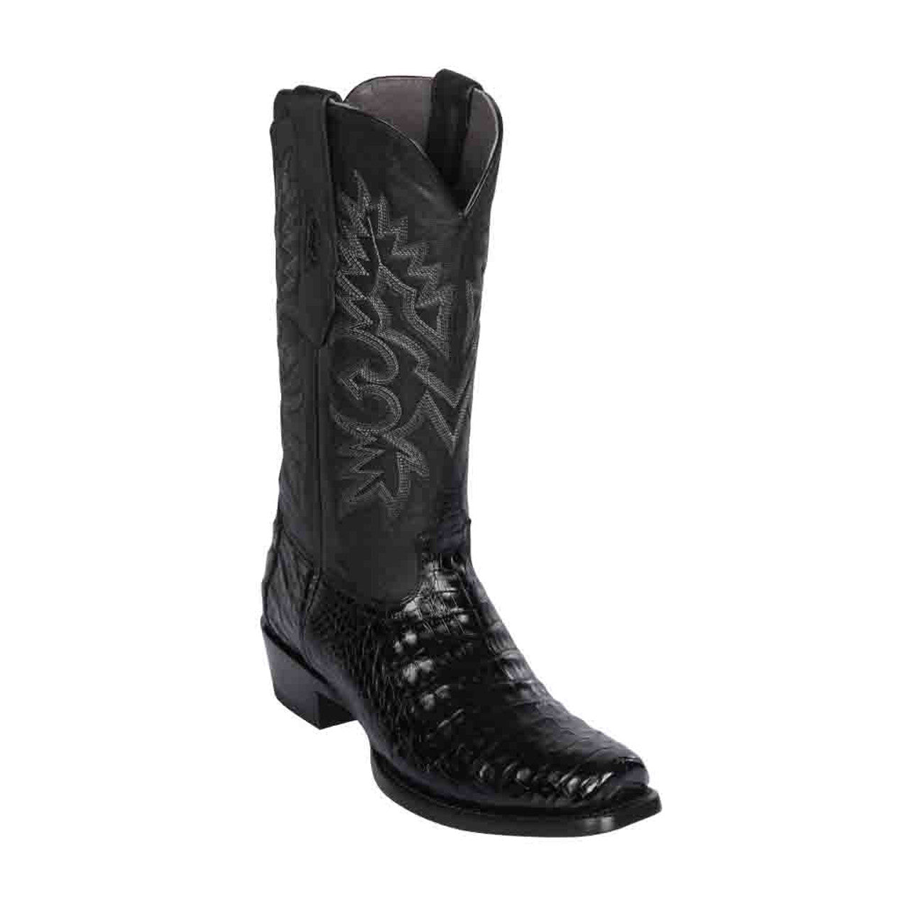 Los Altos Belly 7 Toe Black & Cherry Caiman Boots main image 0