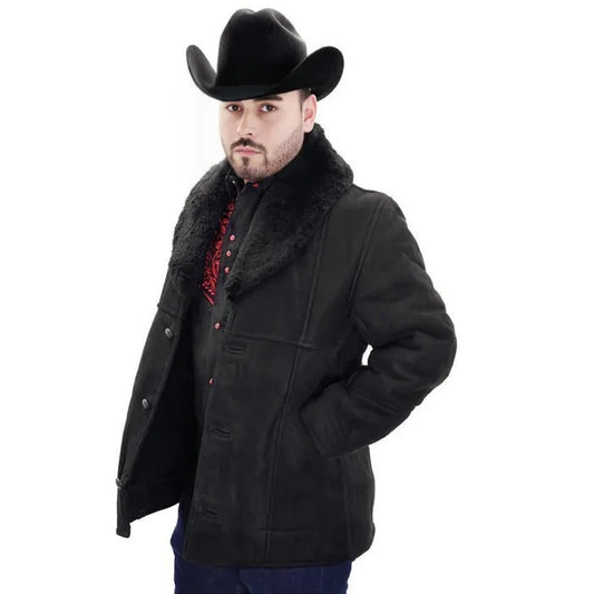 Mens Shearling Brown and Black Jacket