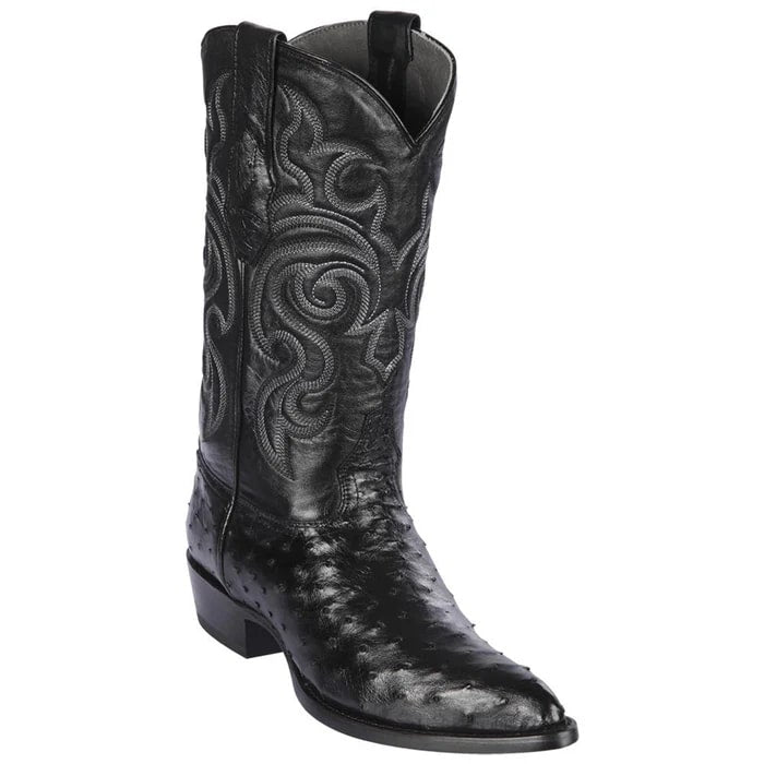 J Toe Cowboy Boots - J Toe Western Boots - Los Altos Boots - Mens Dress Cowboy Boot - Low Priced Black Ostrich Cowboy Boots J