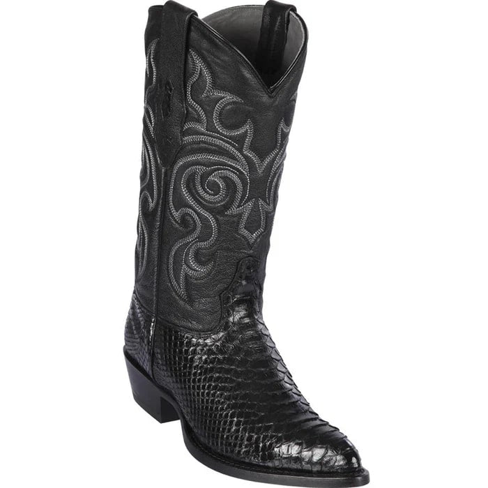 J Toe Cowboy Boots - J Toe Western Boots - Los Altos Boots - Mens Dress Cowboy Boot - Low Priced Black Python J-Toe Western B