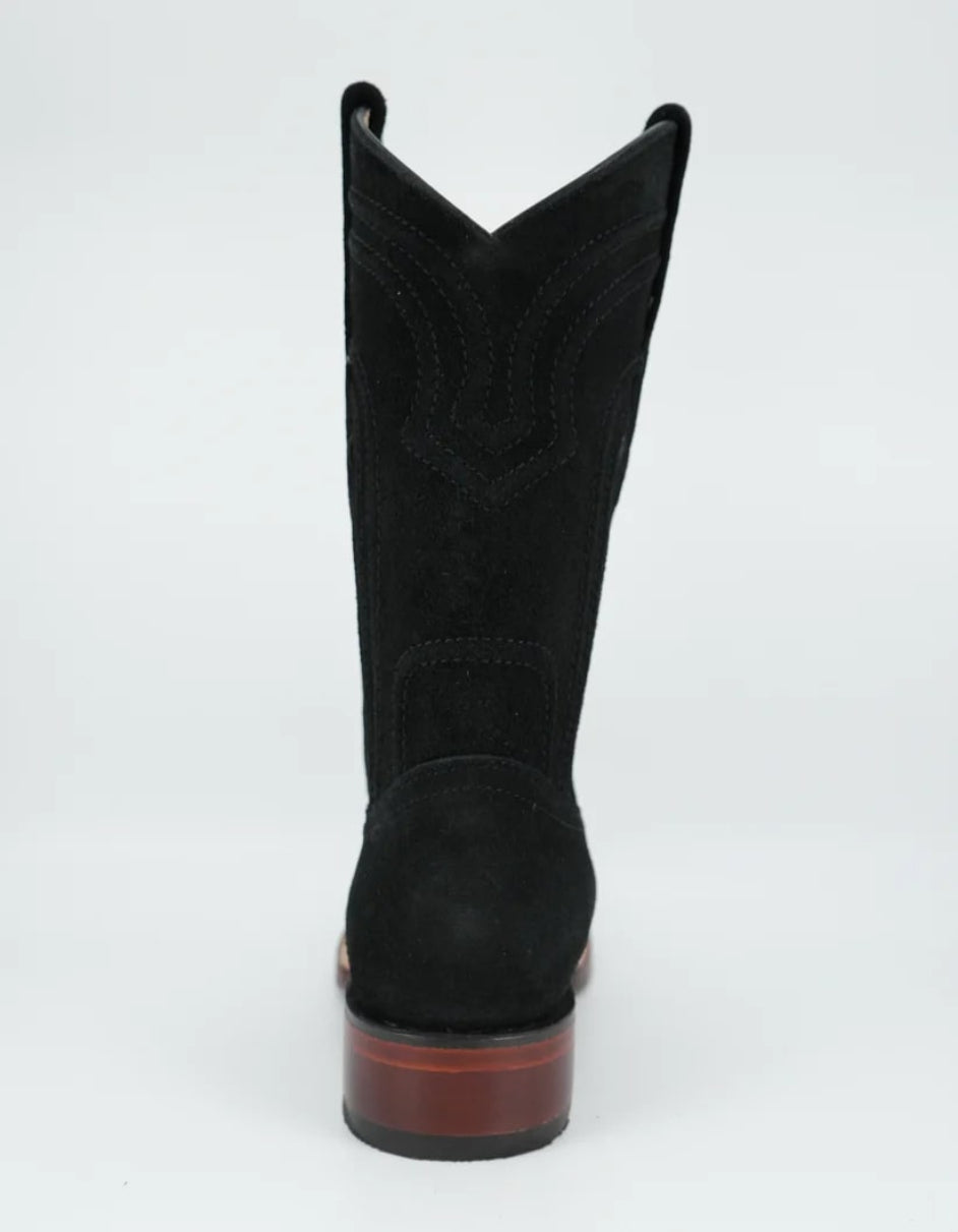 Los Altos Men's Nobuck Black Wide Square Leather Toe Boot