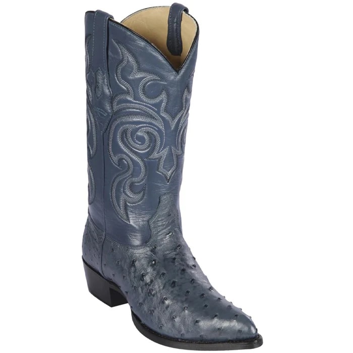 J Toe Cowboy Boots - J Toe Western Boots - Los Altos Boots - Mens Dress Cowboy Boot - Low Priced Blue Ostrich Cowboy Boots J-