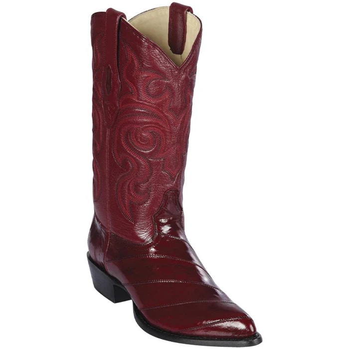 J Toe Cowboy Boots - J Toe Western Boots - Los Altos Boots - Mens Dress Cowboy Boot - Low Priced Burgundy Eel Cowboy Boots J-