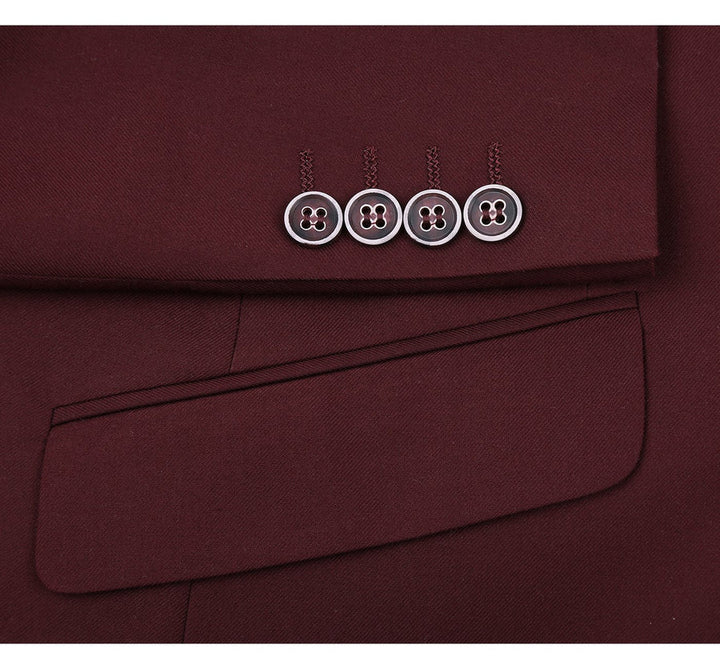 Trajes Elegantes Para Hombre - Trajes De Vestir - Mens Basic Two Button Classic Fit Burgundy Suit