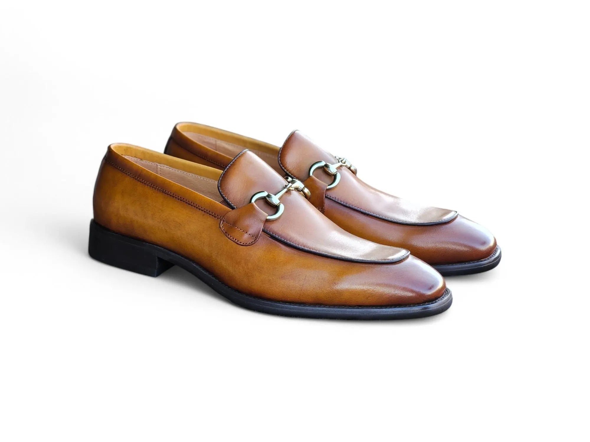 Burnished Calfskin Horsebit Loafer Carrucci