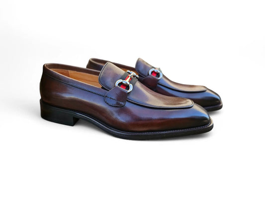 Burnished Calfskin Slip-On Loafer Carrucci