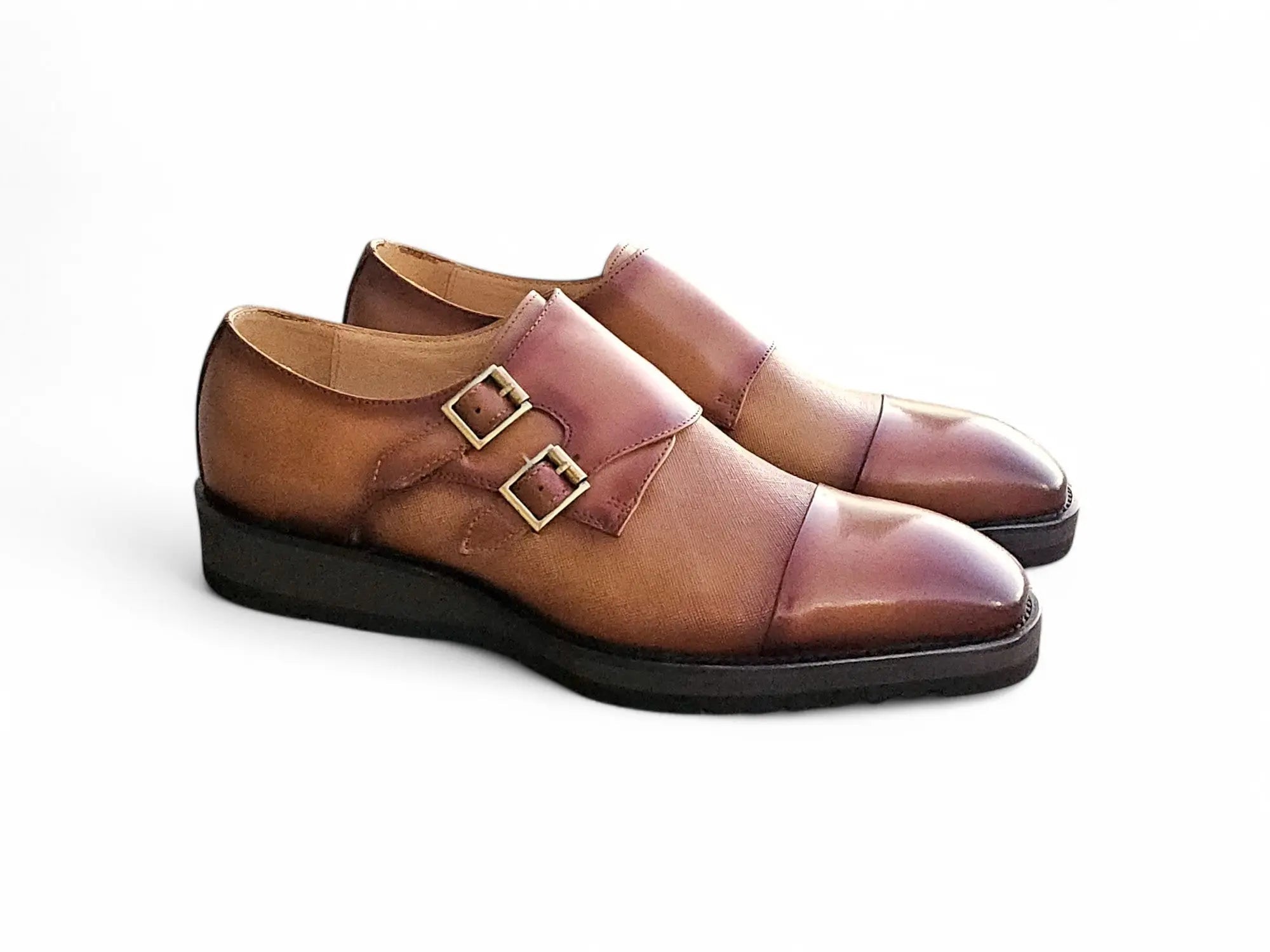 Double Monk Strap Burnished Loafer Carrucci