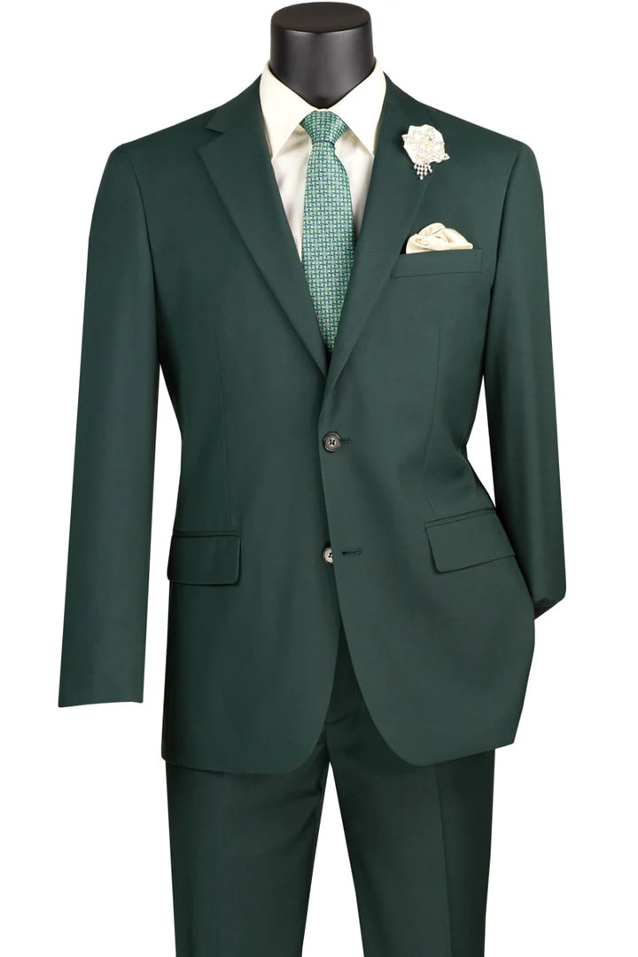 Trajes Elegantes Para Hombre - Trajes De Vestir - Mens Basic Two Button Modern Fit Green Suit