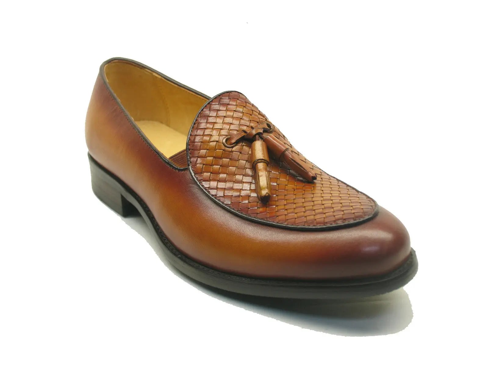 KS708-05 Carrucci Calfskin Woven Tassel Loafers Carrucci