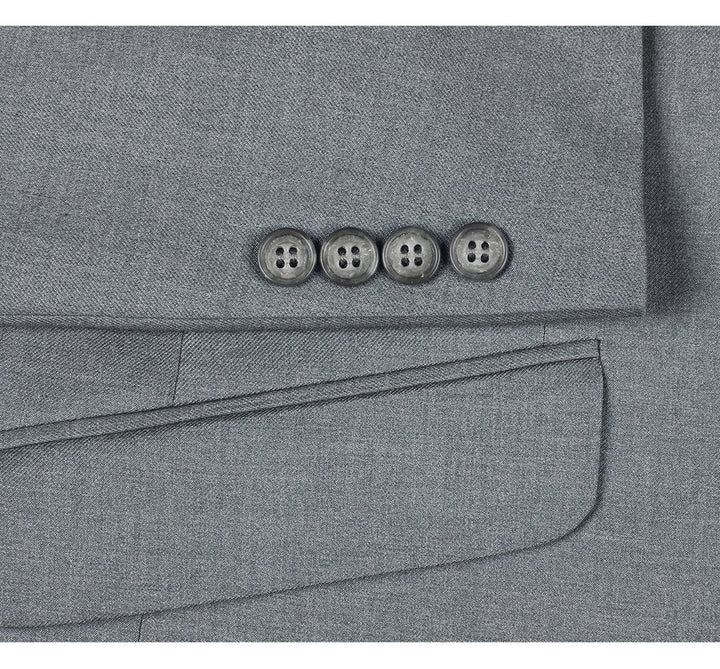 Light Grey Suit - Silver Gray Suit For Wedding - Mens Two Button Slim Fit Light Grey Pocket Suit