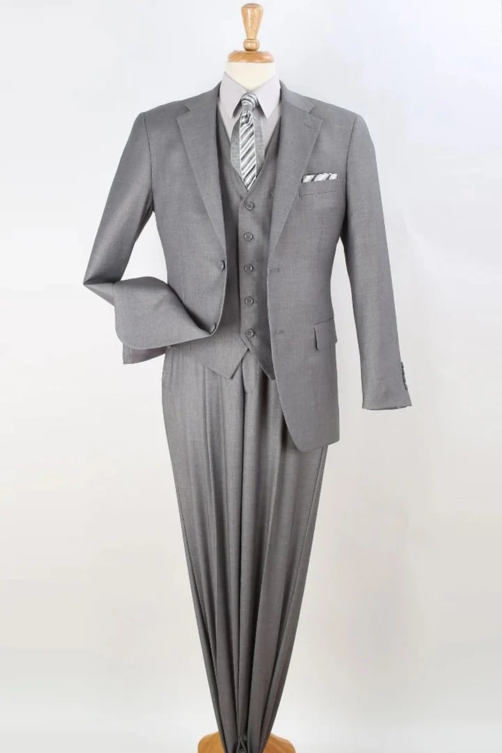 Trajes Elegantes Para Hombre - Trajes De Vestir - Mens Two Button Classic Fit Light Grey Suit