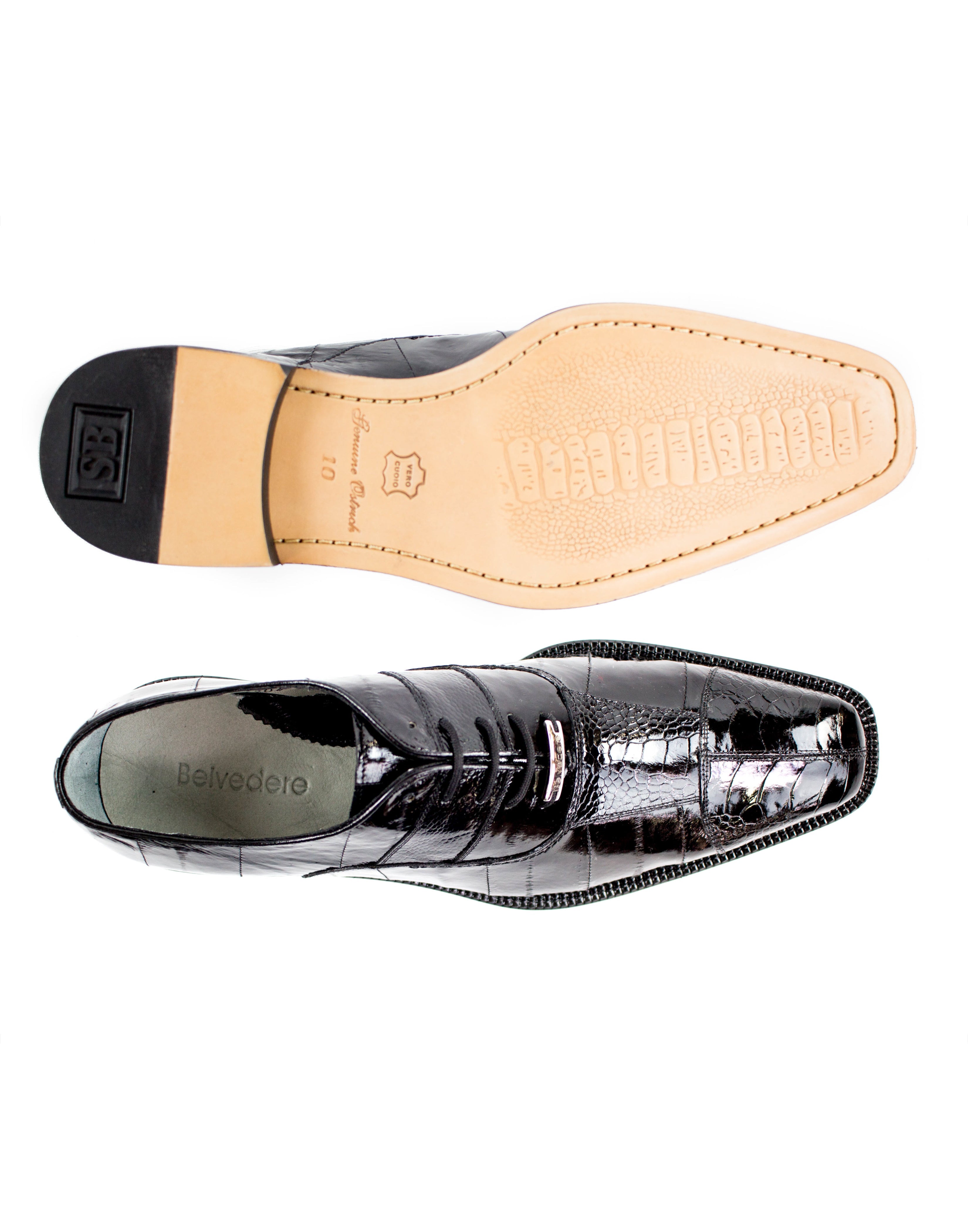 Belvedere Mare - Black Ostrich Leather Luxury Shoe