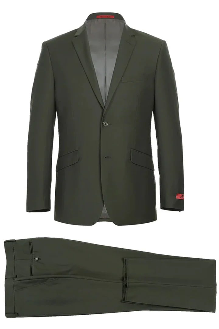 Trajes Elegantes Para Hombre - Trajes De Vestir - Mens Basic Two Button Classic Fit Light Tan Beige Suit