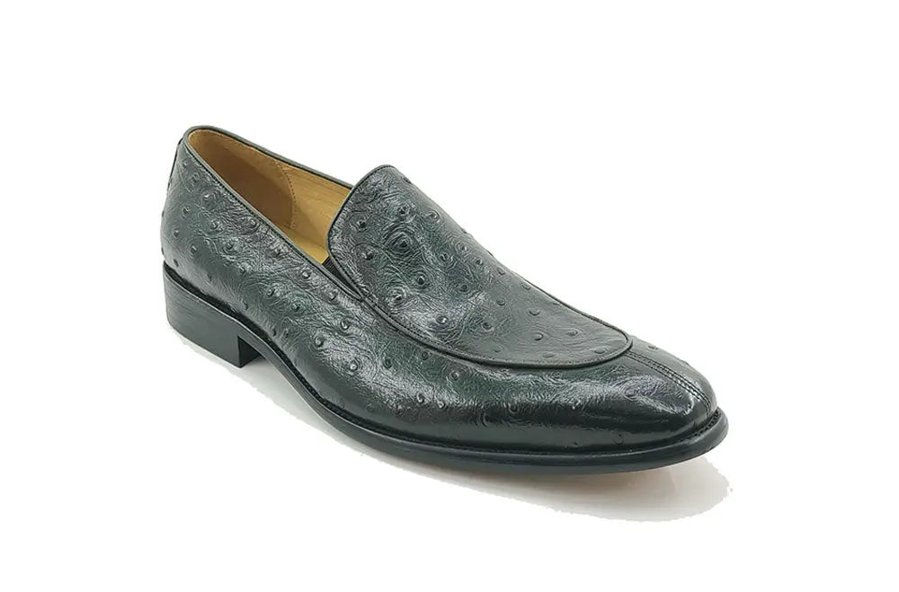 Ostrich Embossed Calfskin Slip-on Loafer Carrucci