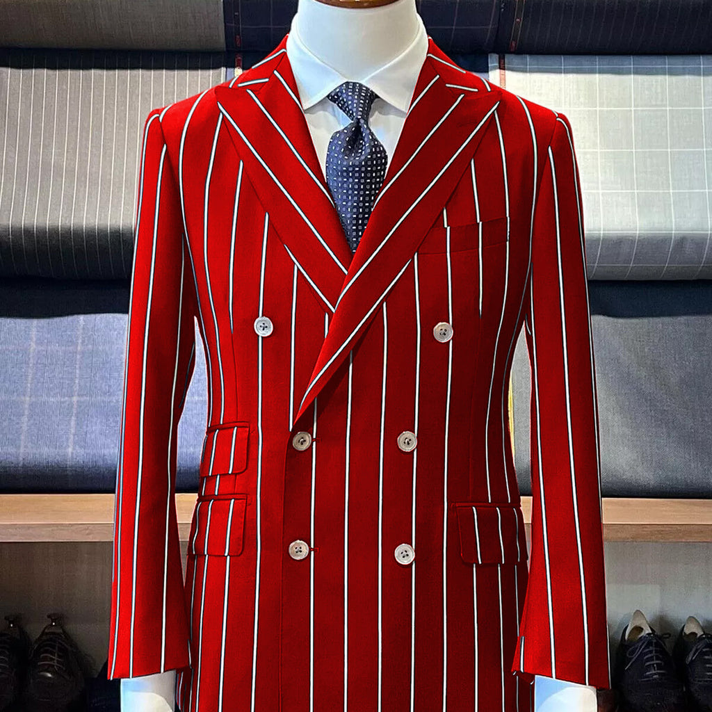 Bold Gangster - 1920 White and Red Pinstripe Tuxedos Suits main image 1
