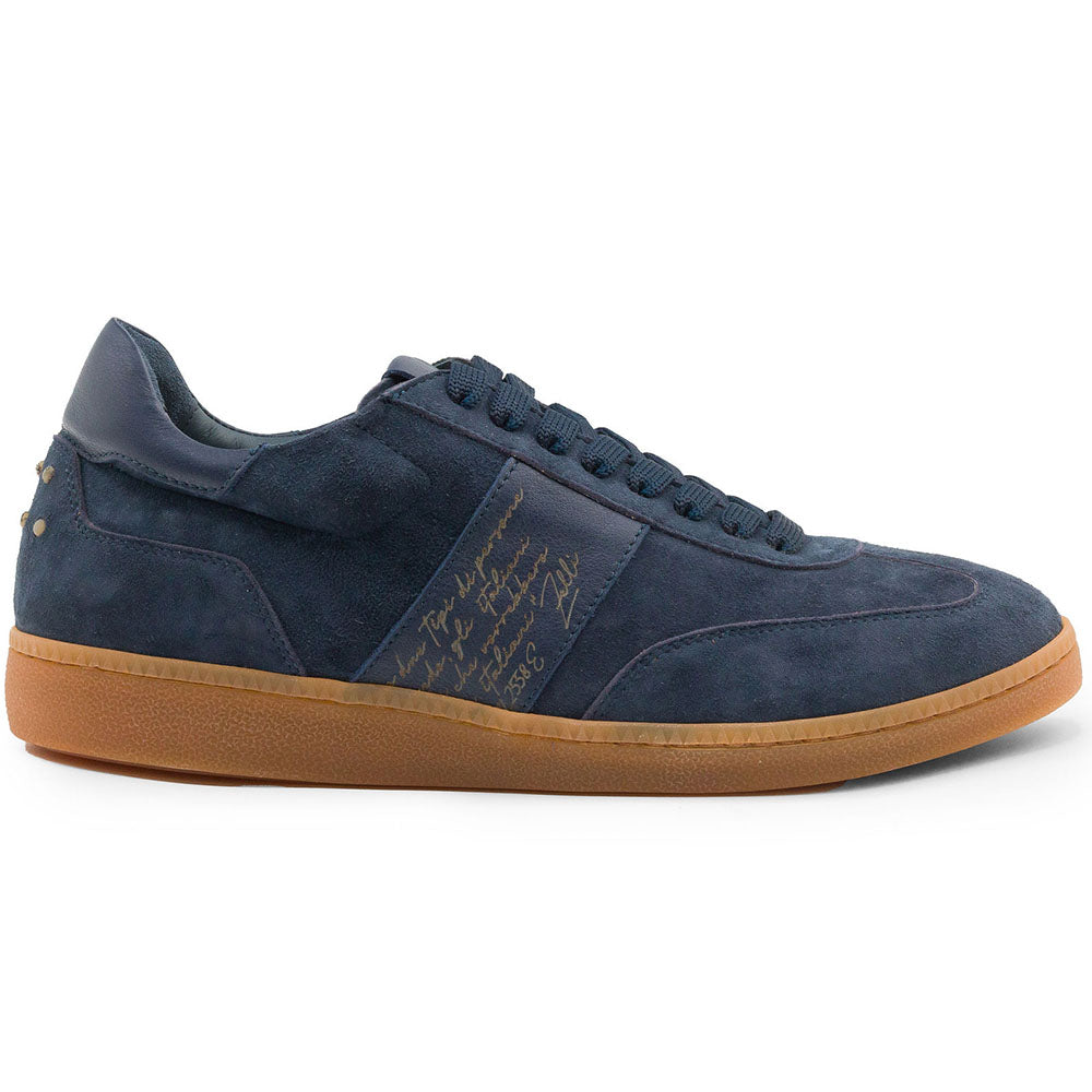 Zelli Shizzo Suede and Calfskin Signature Sneaker in Navy