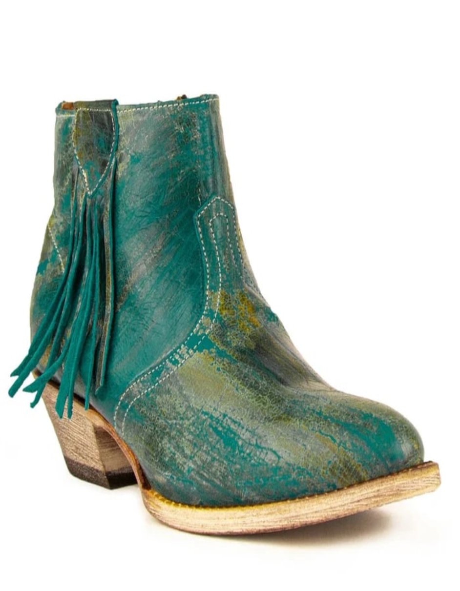 Ferrini Women's Fringe Ankle Bootie - Leather Sole, Side Zipper - View #6