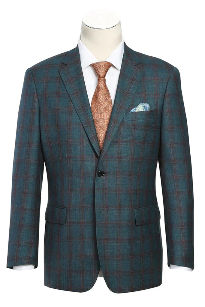 Saco vaquero - Western Sport Coat - Western Blazer - Mens Two Button Slim Fit Patch Pocket Cotton Blazer In Navy Windowpane