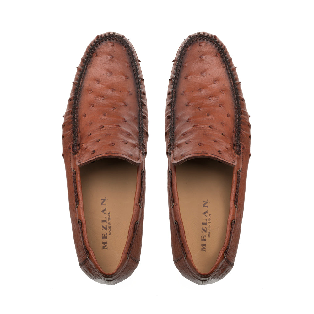 Mezlan Ostrich Leather Moccasin Slip-On Loafers