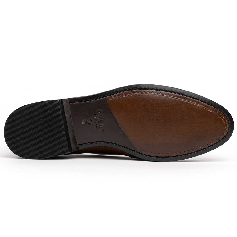 Zelli Alba Italian Calfskin Penny Loafers in Camel and Cream