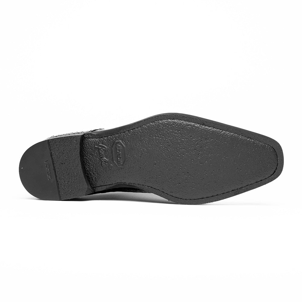 Zelli Andrea Genuine Crocodile Cap Toe Derby Shoes in Black