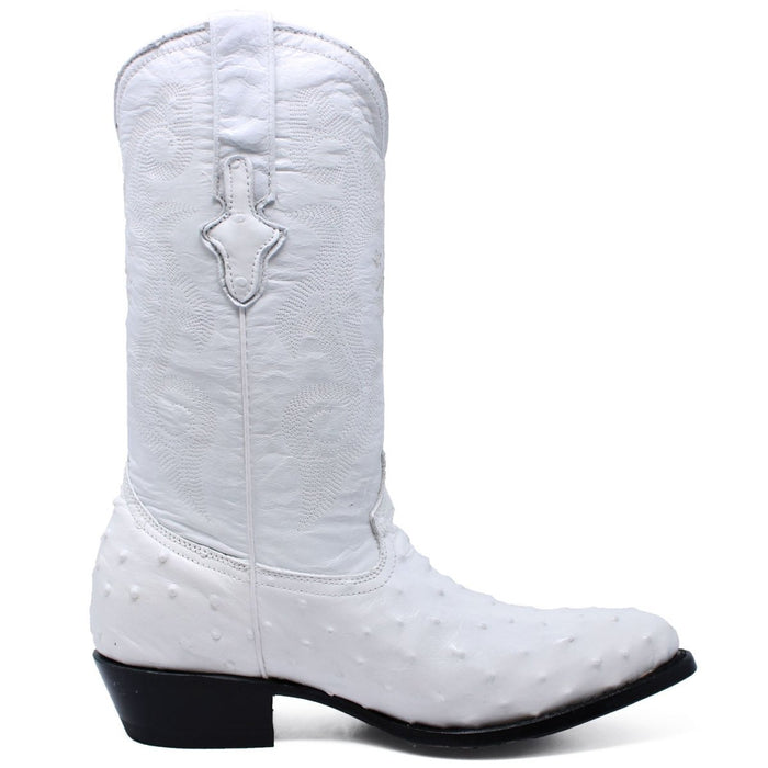 Botas de Avestruz Grabado Puntal Color Blanco