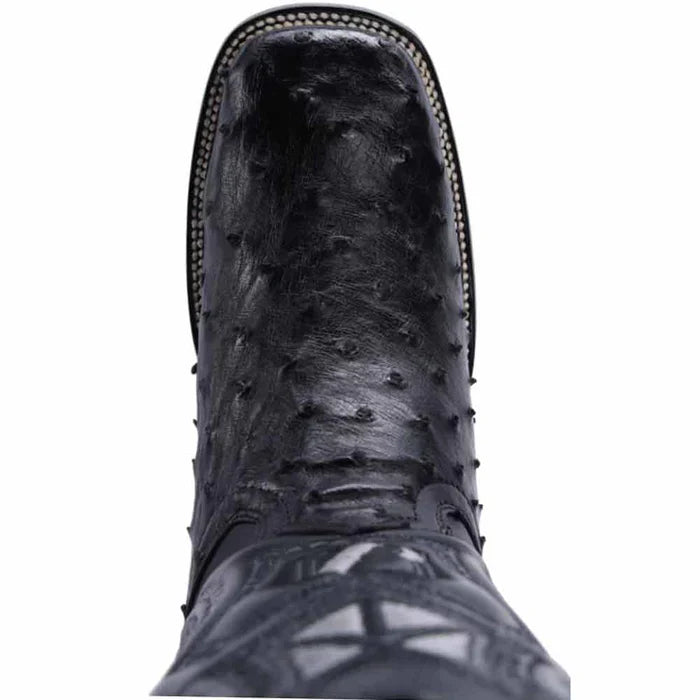 Botas de Avestruz Original Horma Rodeo Cuadrada Color Negro JBBLACK