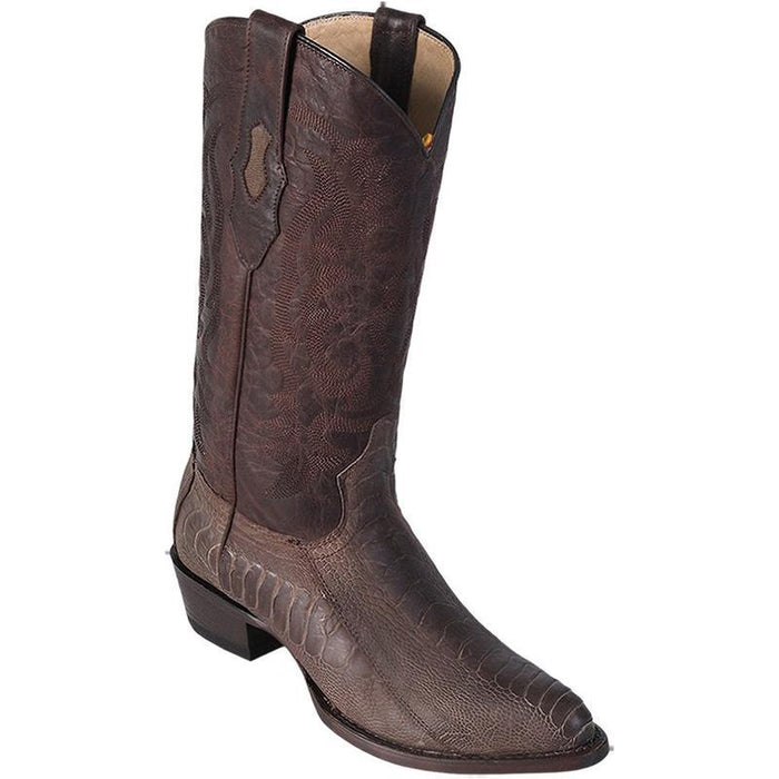 Botas de Avestruz Original Horma Roper con Zipper Color Café