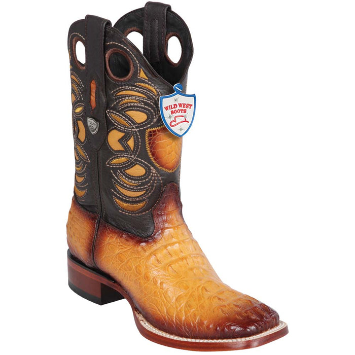Botas de Cocodrilo Caiman Lomo Horma Cuadrada Ancha