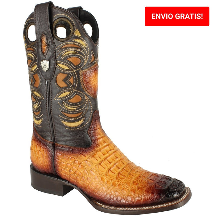 Botas de Cocodrilo Caiman Lomo Horma Cuadrada Ancha