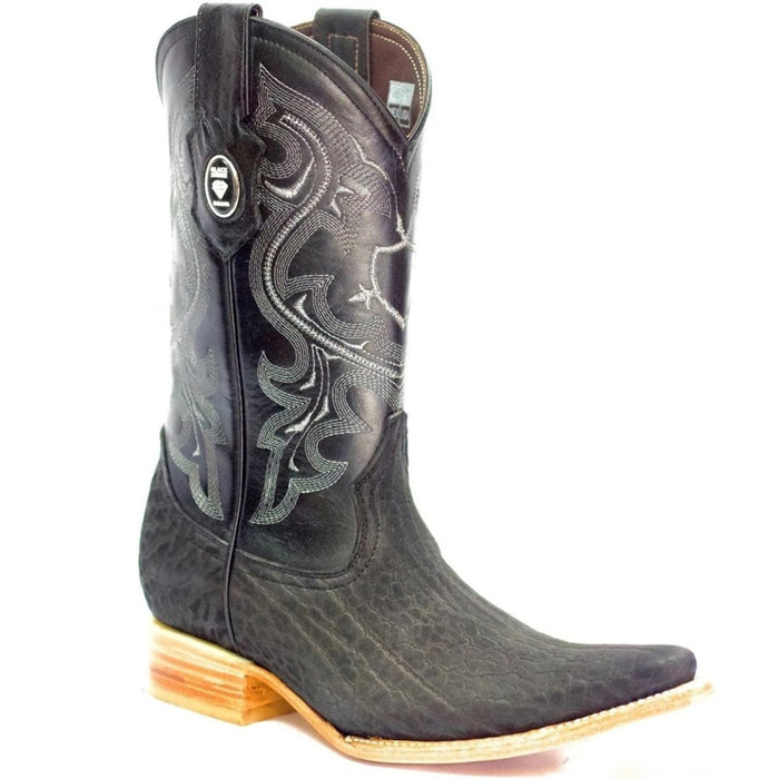 Botas de Cuello de Toro Grabado Horma 3X Aladino Color Negro