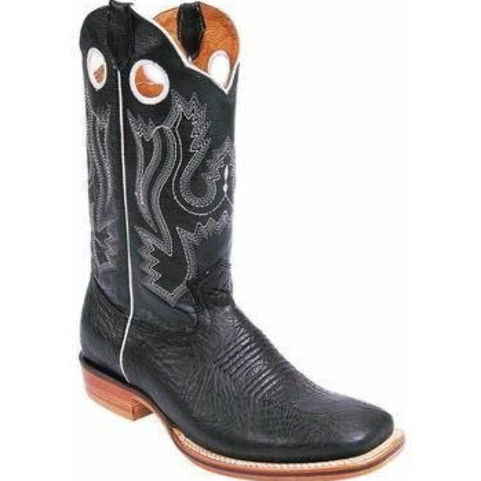 Botas de Cuello de Toro Original Horma Rodeo Cuadrada Color Negro