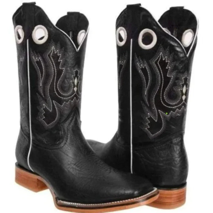 Botas de Cuello de Toro Original Horma Rodeo Cuadrada Color Negro JB