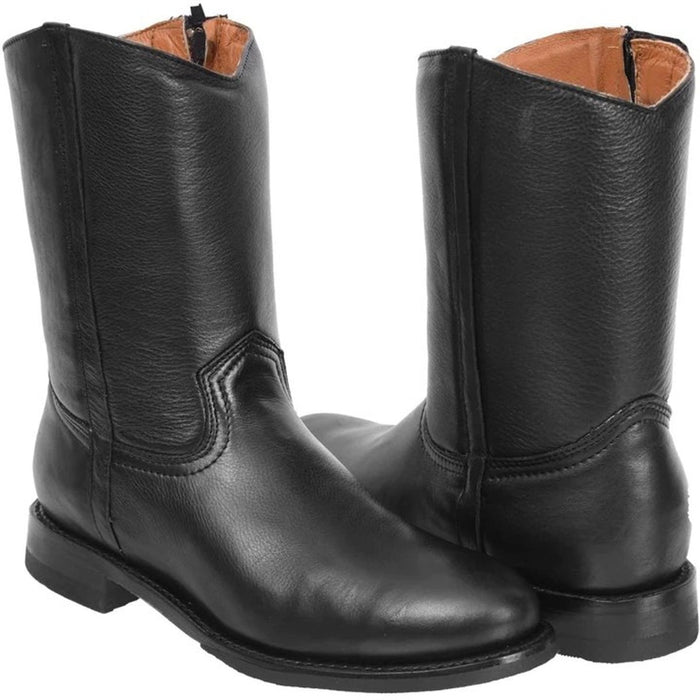 Botas de Cuero Original Horma Ropper Redonda Color Negro