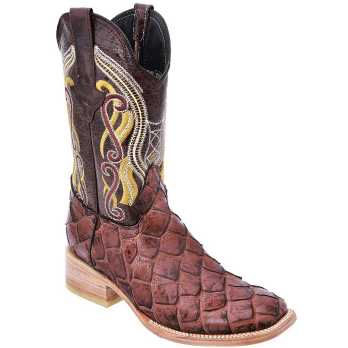 Botas Cortas de Pescado Pirarucu con Venado Horma Dubai Color Negro Rustico - Wild West Boots main image 0