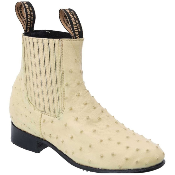 Botines Charros de Avestruz Original Color Hueso