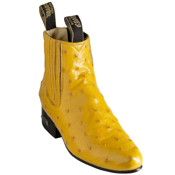 Botines Charros de Avestruz Original Color Mantequilla