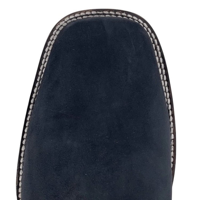 Botines Charros de Gamuza Punta Cuadrada Color Negro Liso DUR