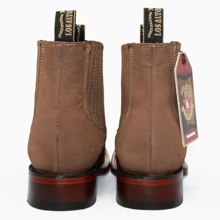 Botines Charros de Gamuza Punta Cuadrada Los Altos Boots Color Taupe